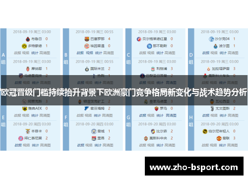 欧冠晋级门槛持续抬升背景下欧洲豪门竞争格局新变化与战术趋势分析 欧冠晋级门槛持续抬升背景下欧洲豪门竞争格局新变化与战术趋势分析